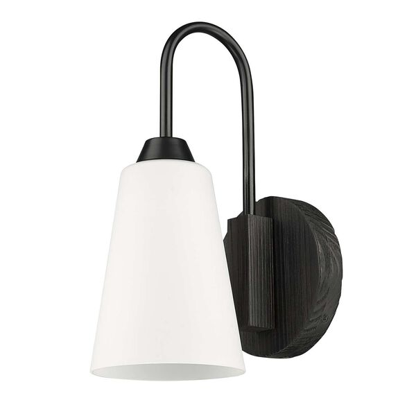 Neela Matte Black One-Light Wall Sconce with Opal Glass, image 1